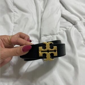 Tory Burch Black Belt with Gold Emblem